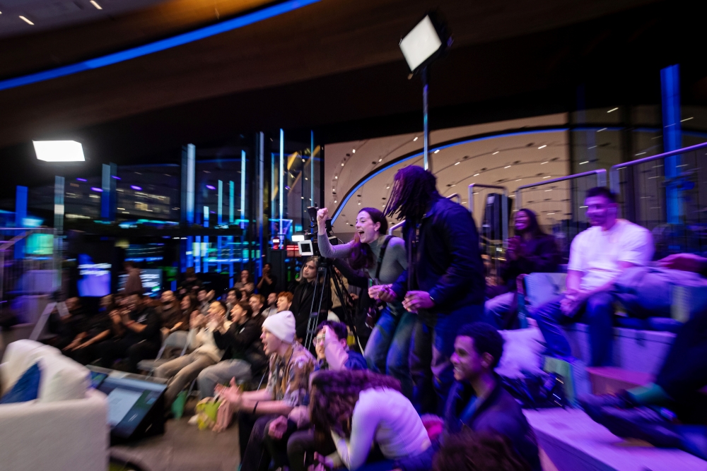 The crowd reacts to a goal during Samsung OLED FC.