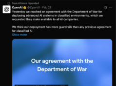 ChatGPT Uninstalls Surge 295% After OpenAI Accepts Pentagon … Sam Altman repost on his X account about the agreement between OpenAI and Department of War.