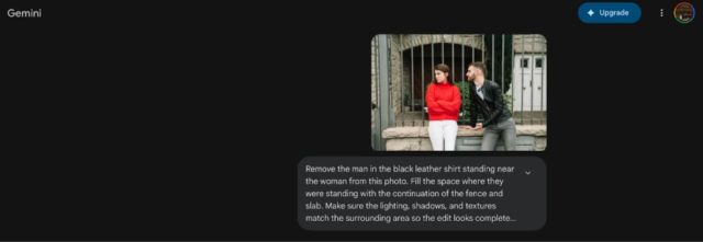 Gemini AI prompt for removing a specific person.