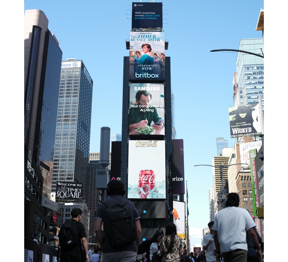 The videos are being showcased on screen at Time Square in New York.