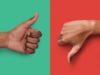 How AI impacts web site reliability engineering Thumbs up, thumbs down. Green and red background.